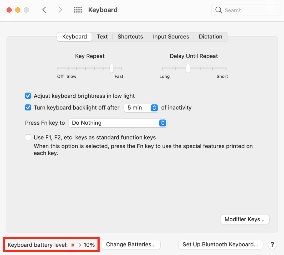 Apple keyboard in Mac system settings