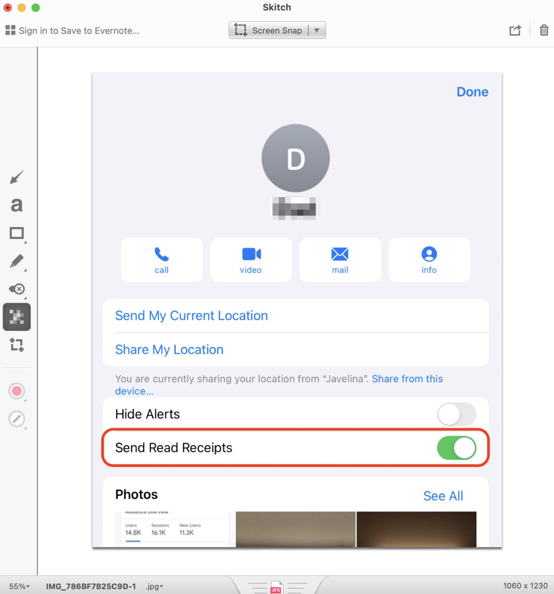 Blur out private information in screenshots