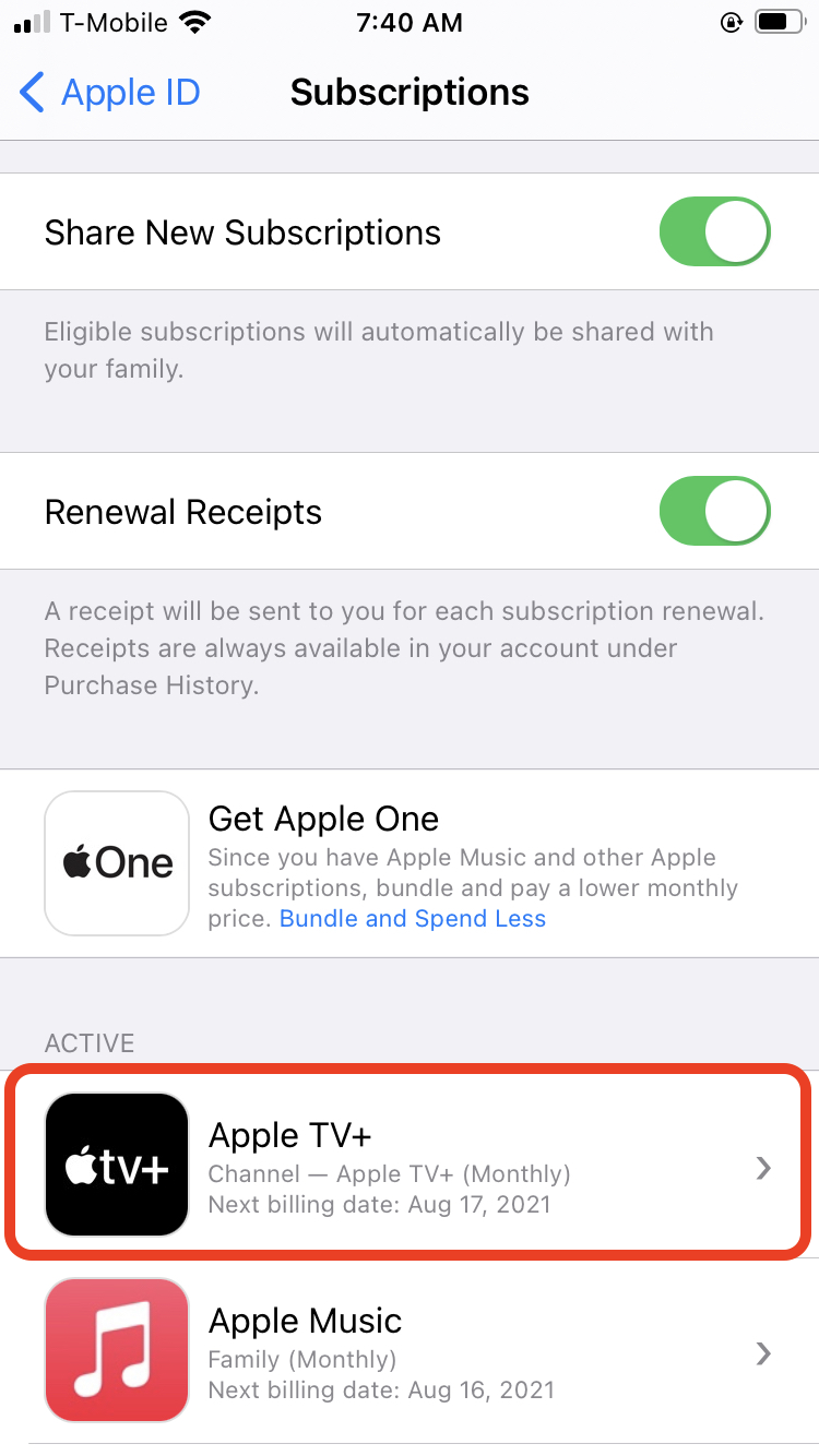 Cancel Apple TV