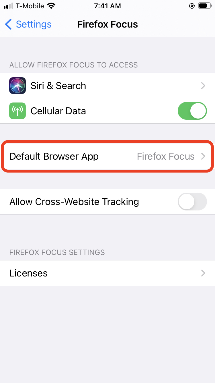 Change the default web browser on your iPhone