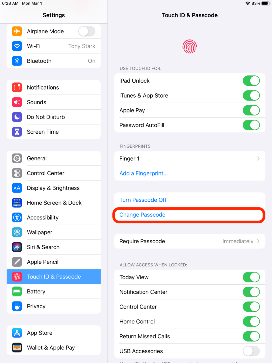 Change iPad passcode