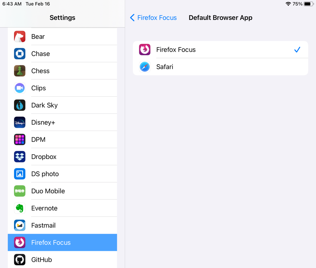 Change the default web browser on your iPad