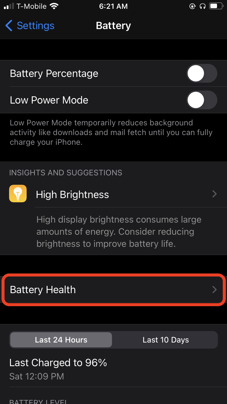 Check iPhone battery health