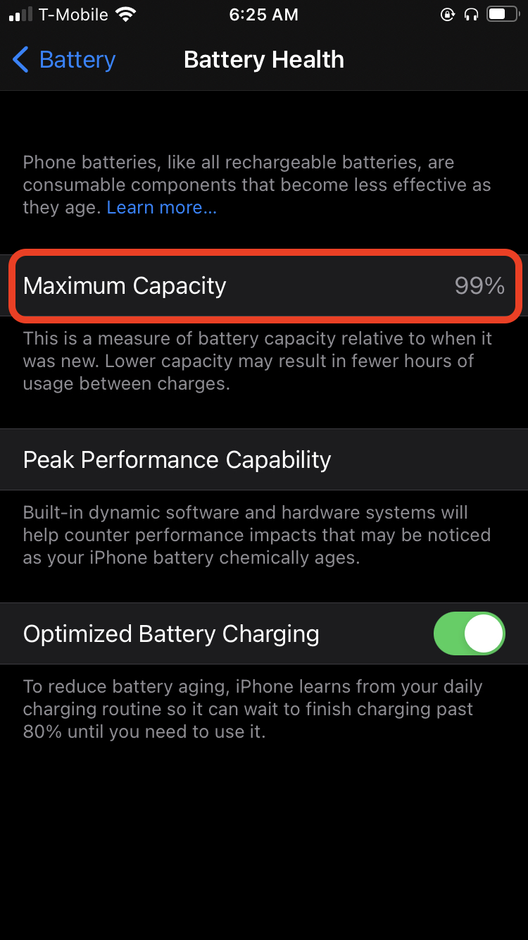 Check iPhone battery health