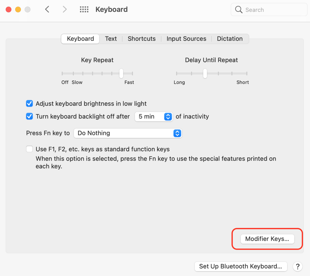 Mac Keyboard System Preferences