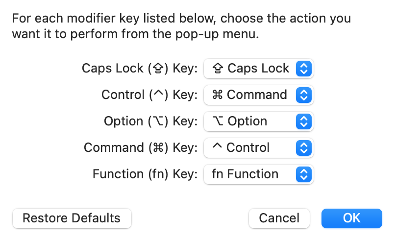 Change the Control and Command keys on your Mac