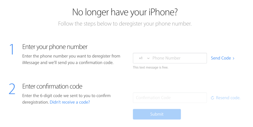 Disable and deregister iMessage on Apple’s website
