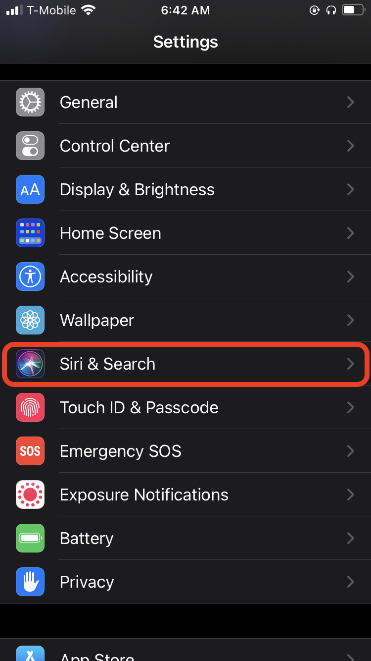 Disabling Siri on an iPhone