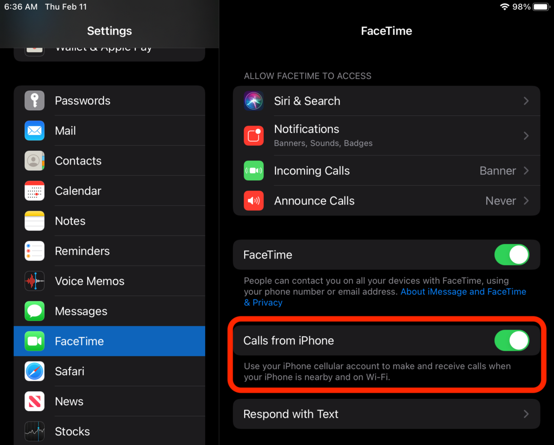 Enable calling on iPad