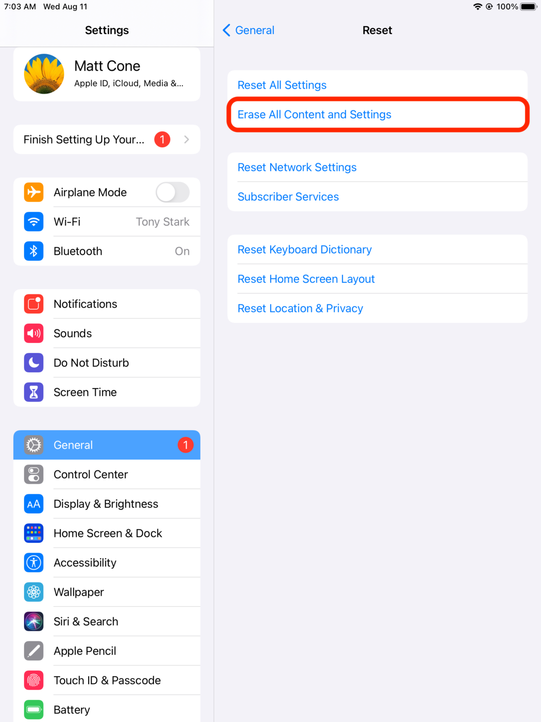 Erase your iPad
