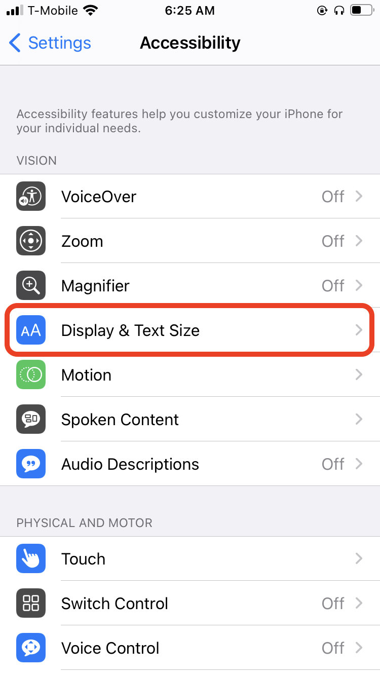 Changing the font size on your iPhone