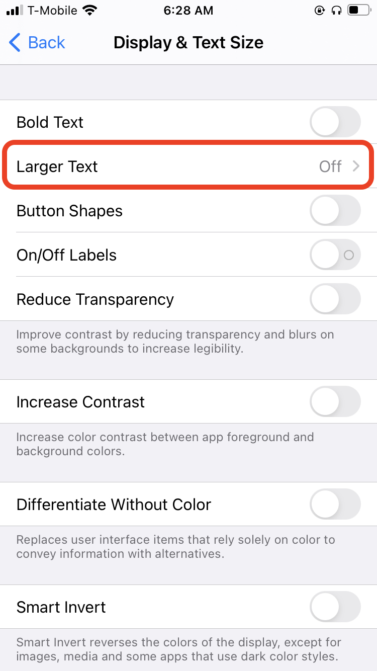 Changing the font size on your iPhone