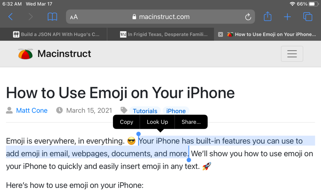 Copy and paste text on your iPad
