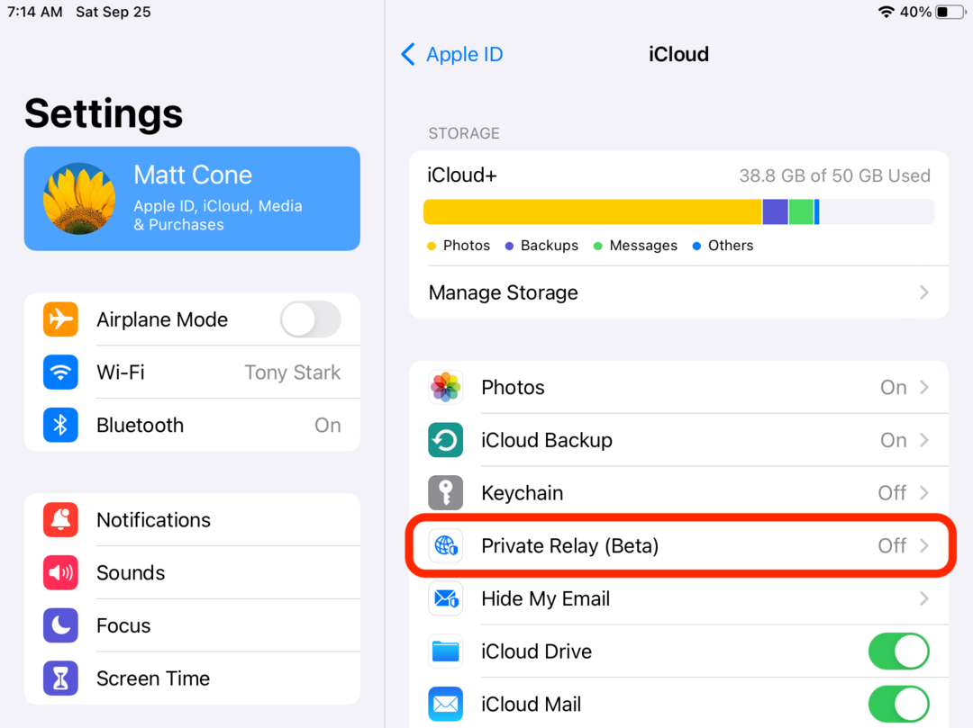 Enable Private Relay on your iPad