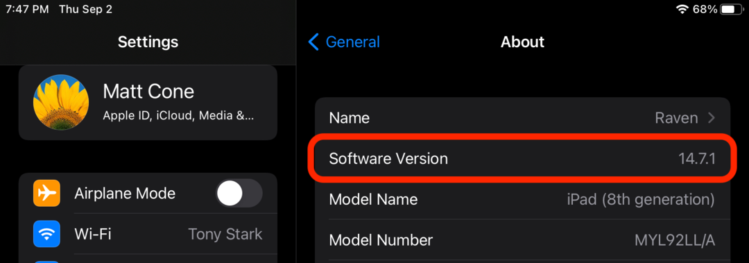 Check which version of iPadOS your iPad is using
