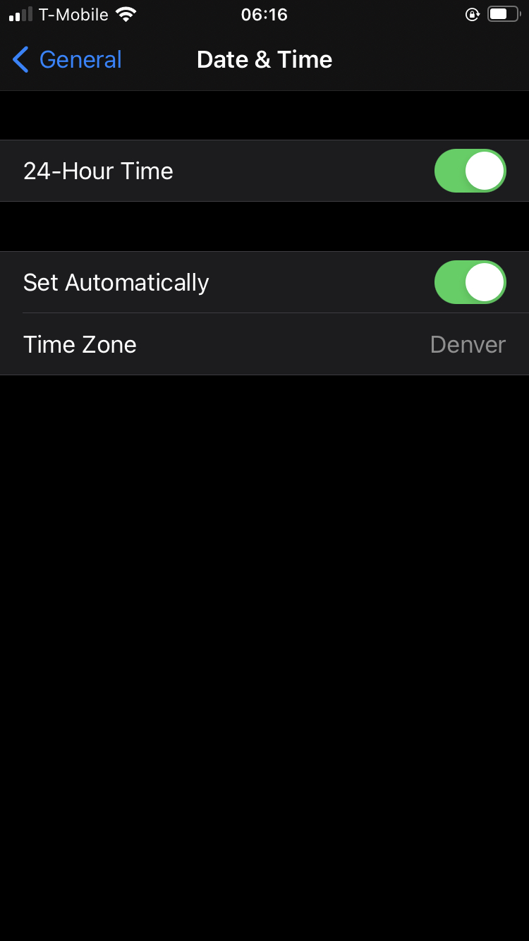 iPhone date and time system settings