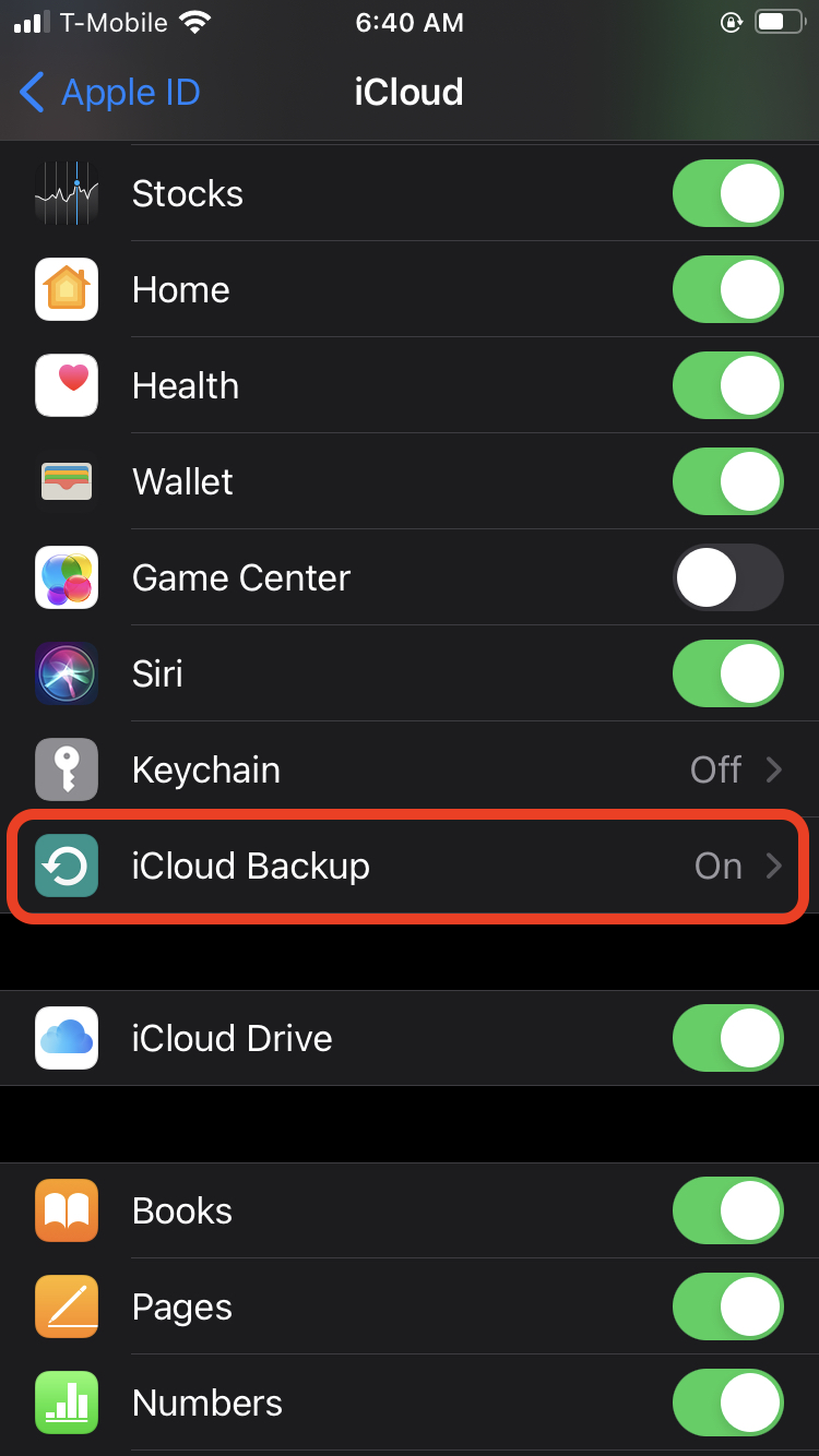 Backing up iPhone to iCloud
