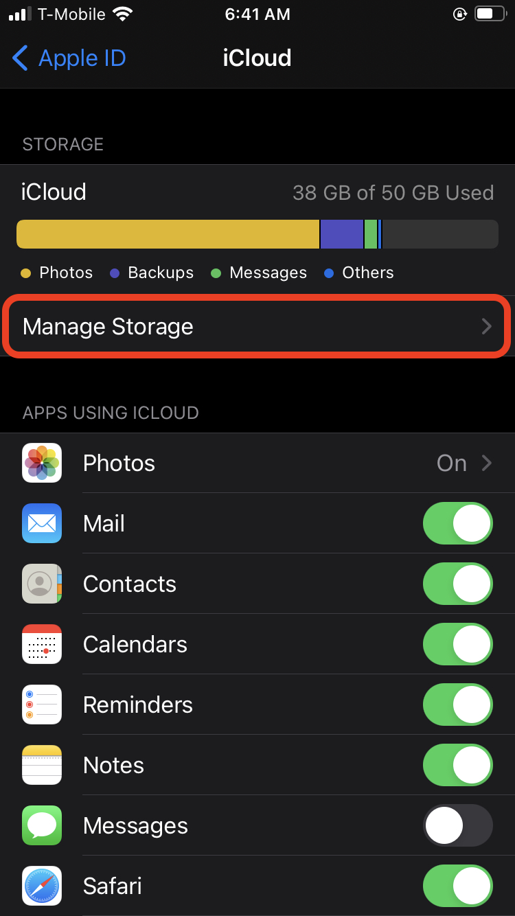 Managing iCloud backups