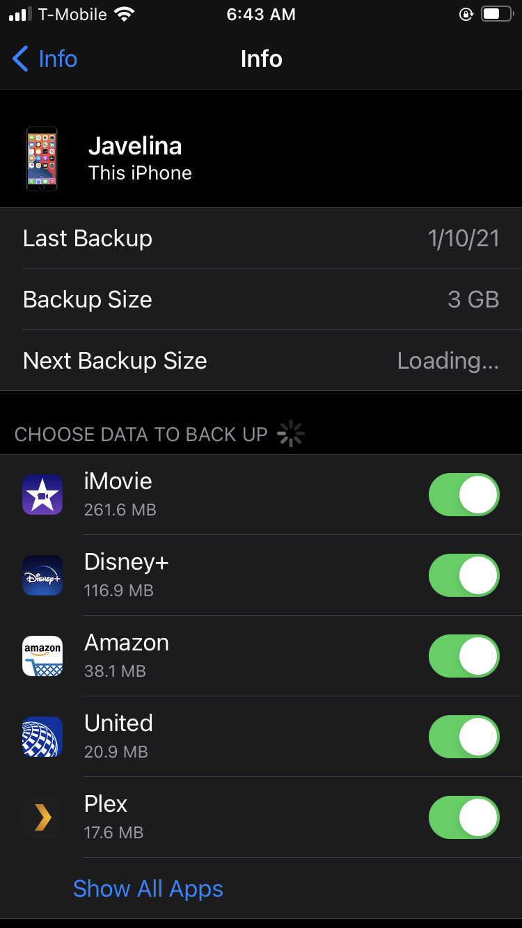 Managing iCloud backups