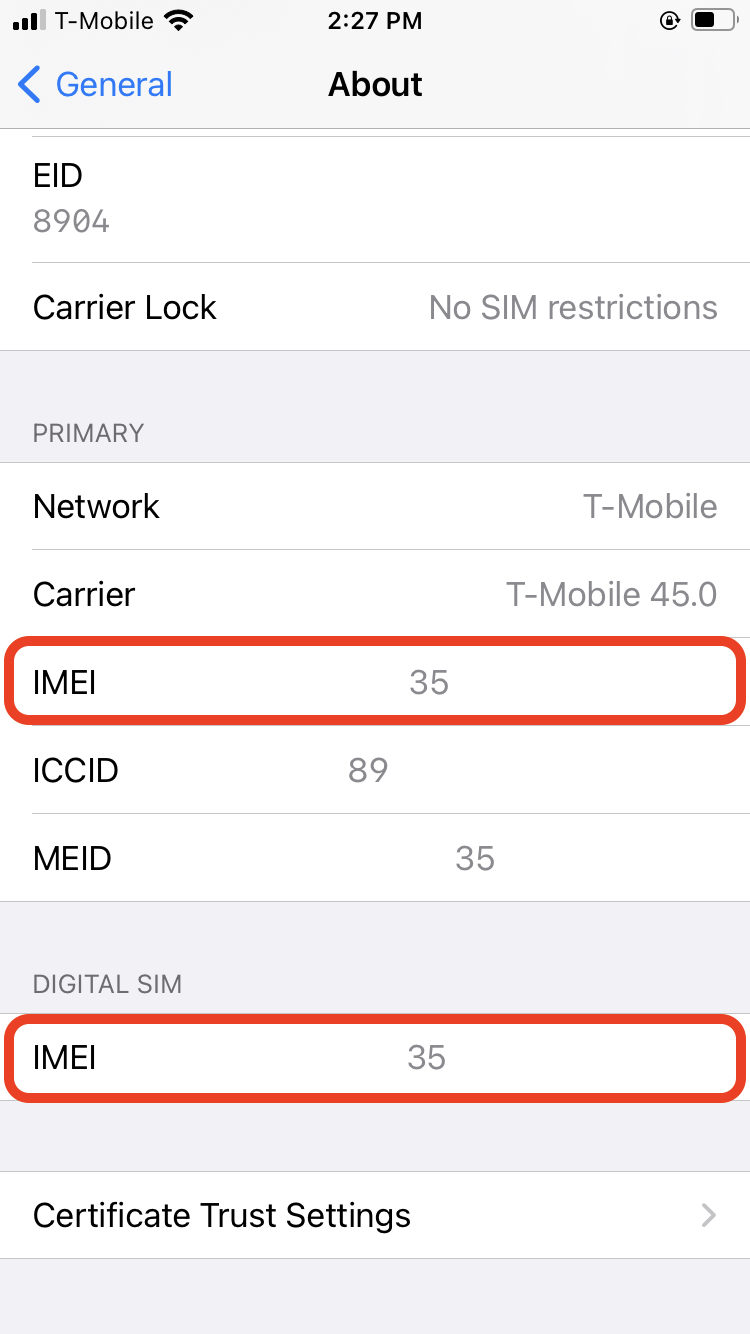 Find iPhone IMEI