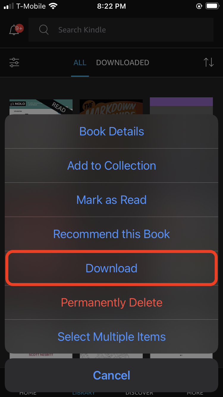 Download Kindle books to iPhone