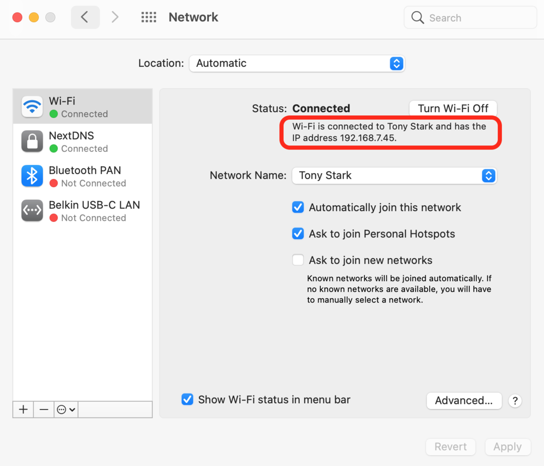 Mac network settings
