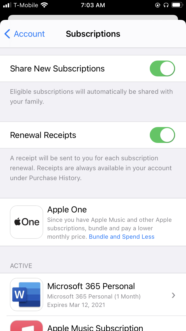 Manage Apple app subscriptions on your iPhone