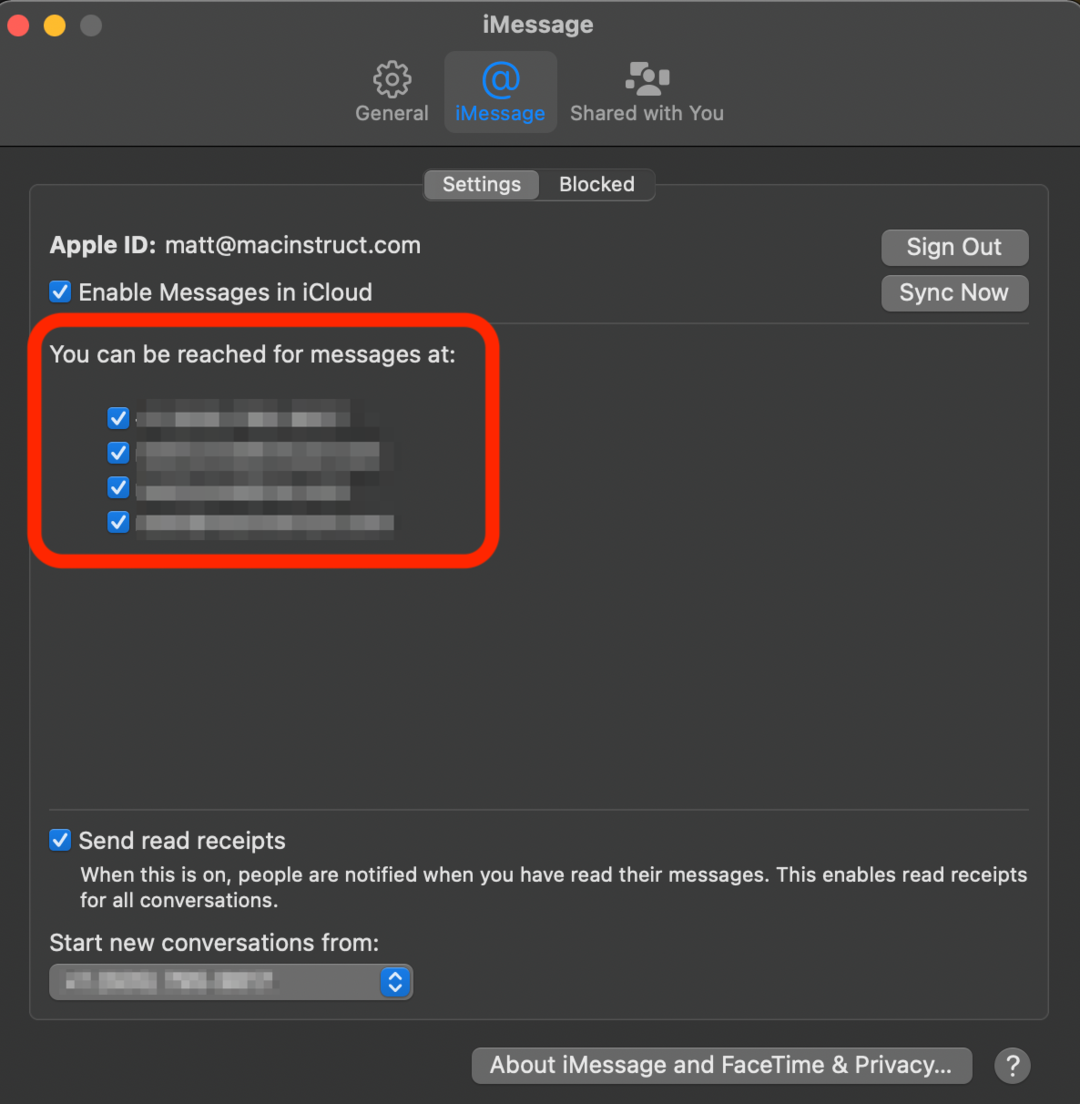 Use your phone number for iMessage on Mac
