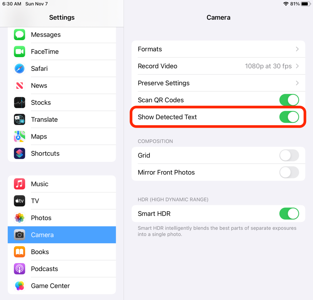 Enable the text scanning feature on your iPad