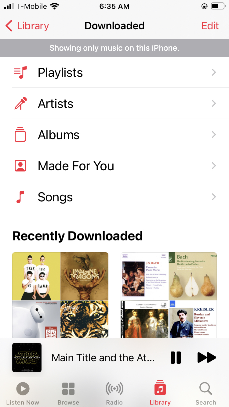 iPhone downloaded music
