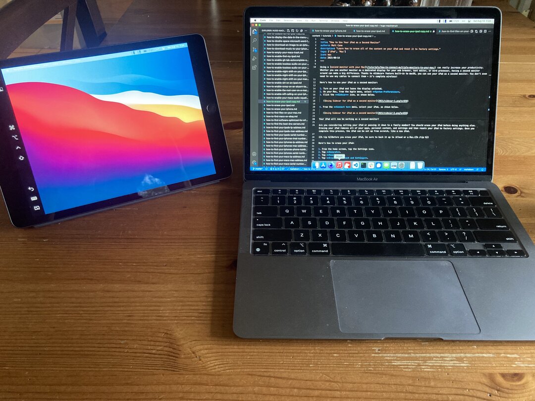 Using Sidecar for iPad as a second monitor