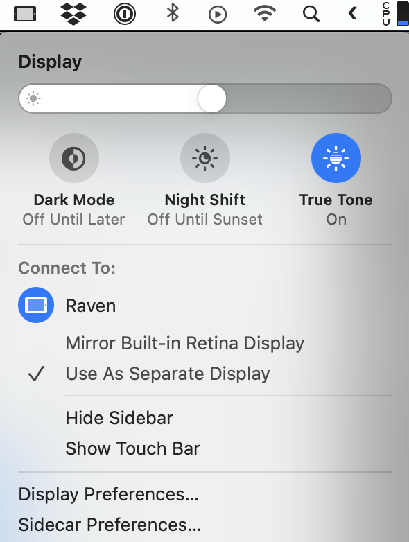 Using Sidecar for iPad as a second monitor