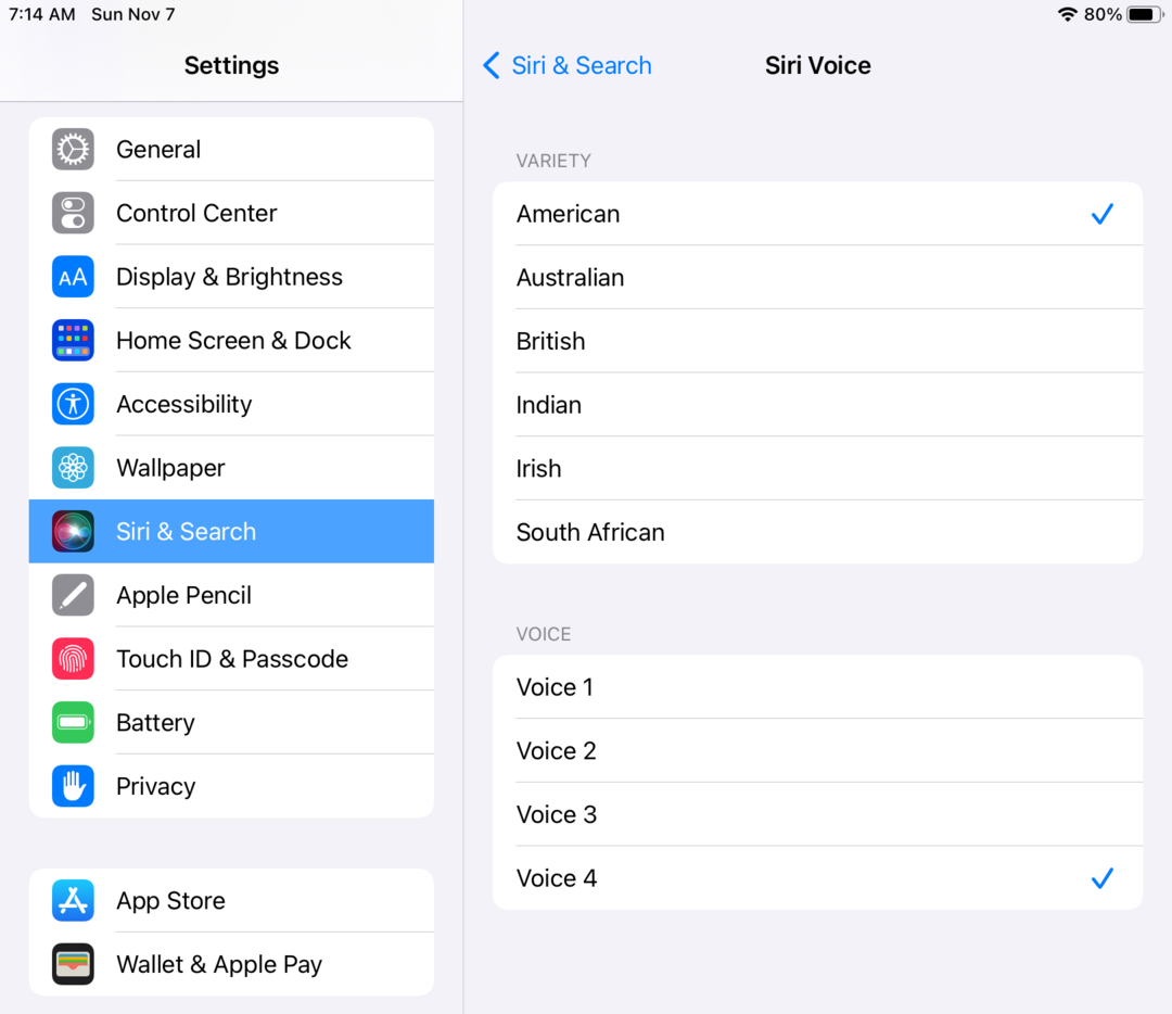 Change Siri voice on an iPad