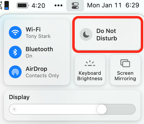 Turn off notifications on a Mac
