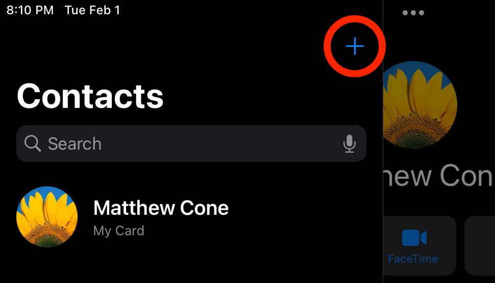 Add contact to iPad