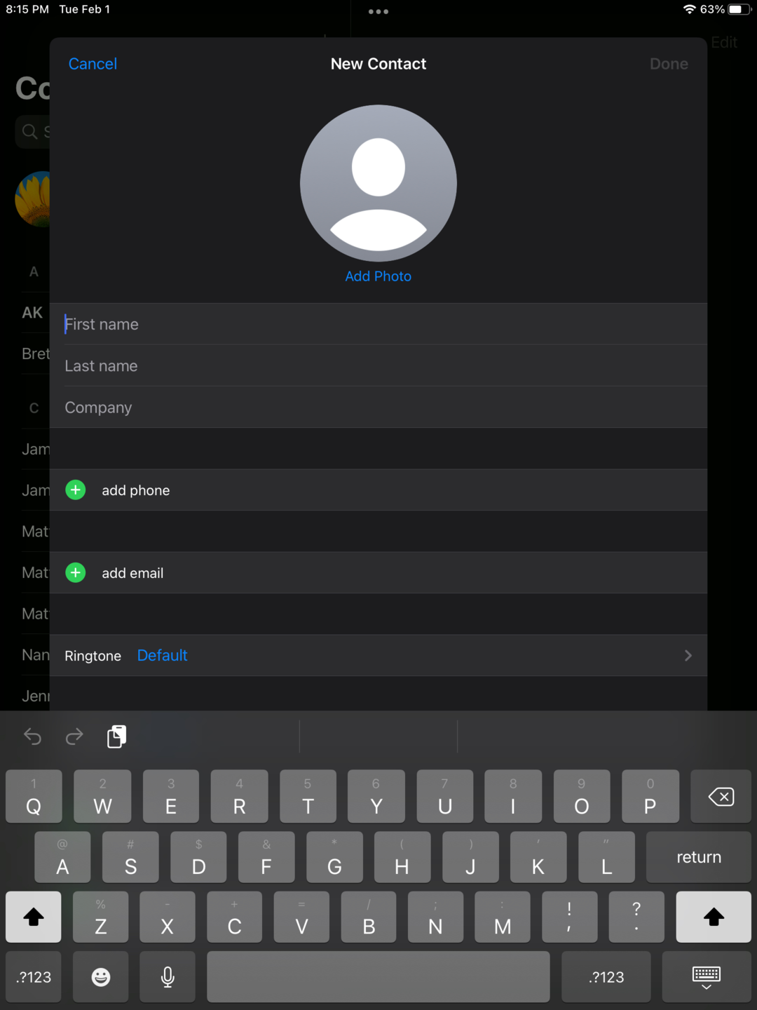 Add contact to iPhone