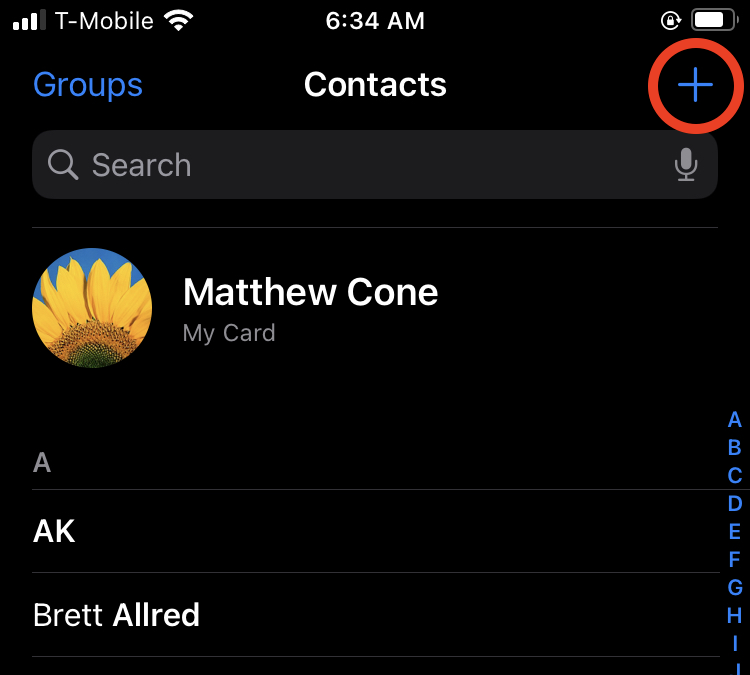 Add contact to iPhone