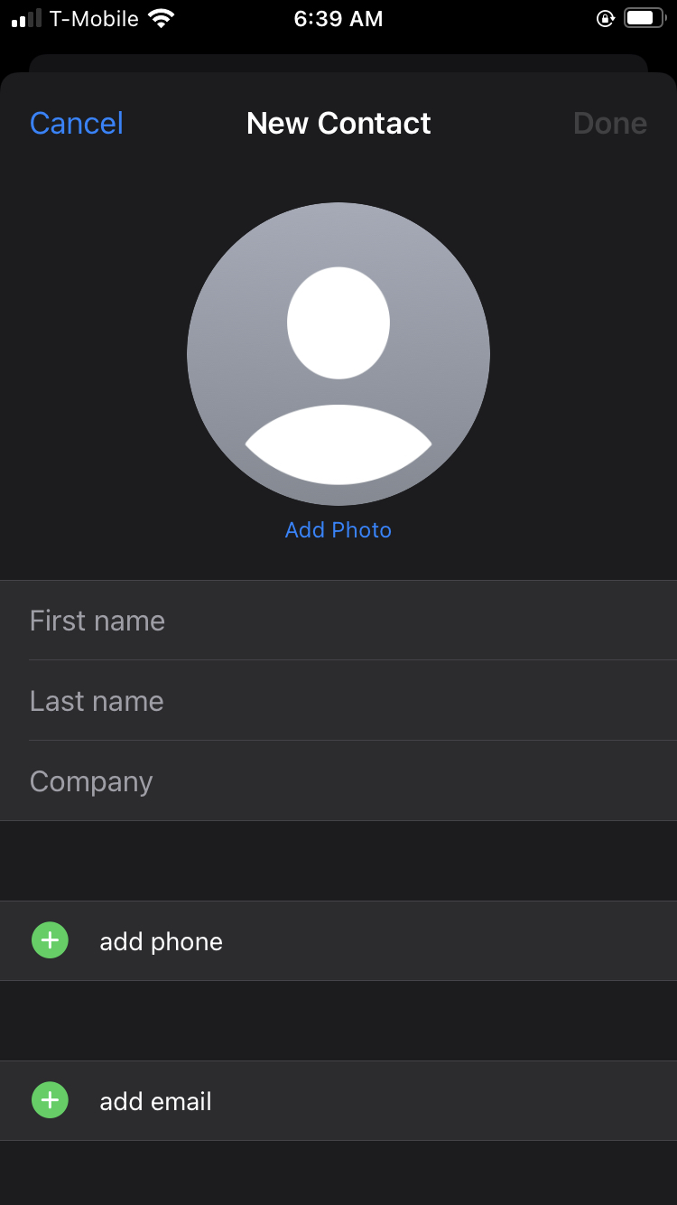 Add contact to iPhone