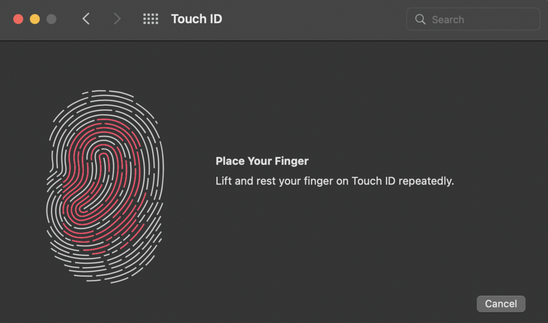 Adding a fingerprint on Touch ID on a Mac