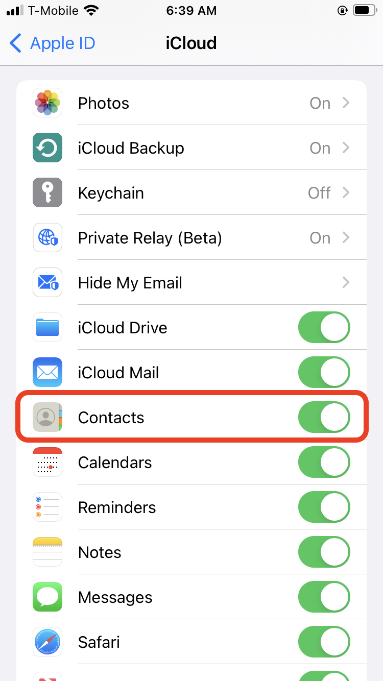 Sync Contacts using iCloud