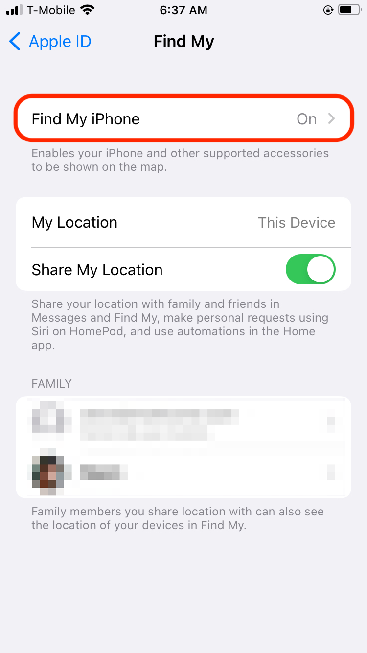 Enable Find My iPhone on your iPhone