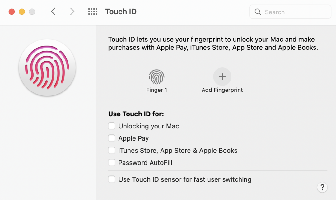 Disabling Touch ID on a Mac