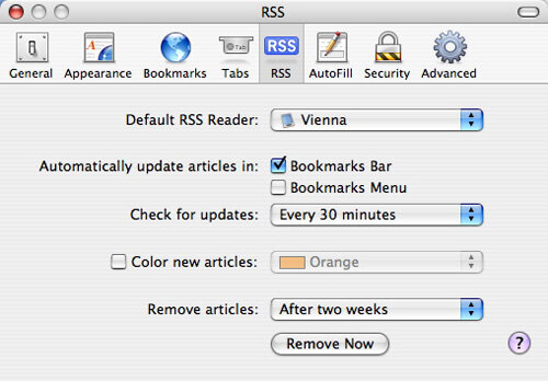 RSS feeds on Mac